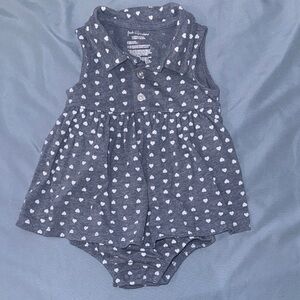 First Impressions blue Heart Print Baby Onesie dress